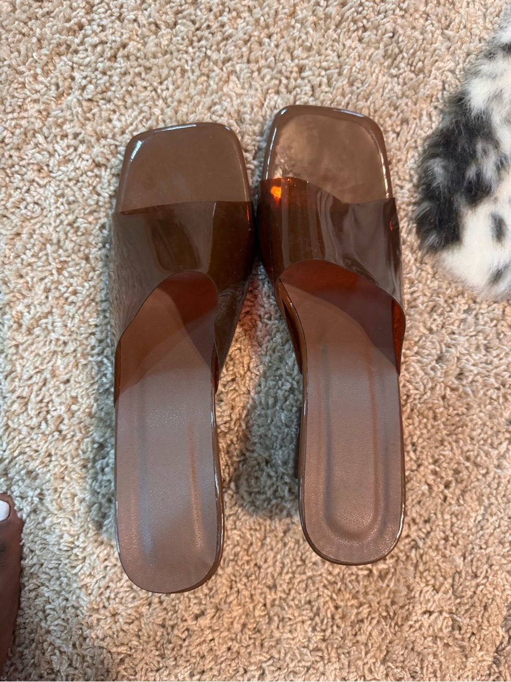 Women’s Brown Square-Toe Slide Sandals